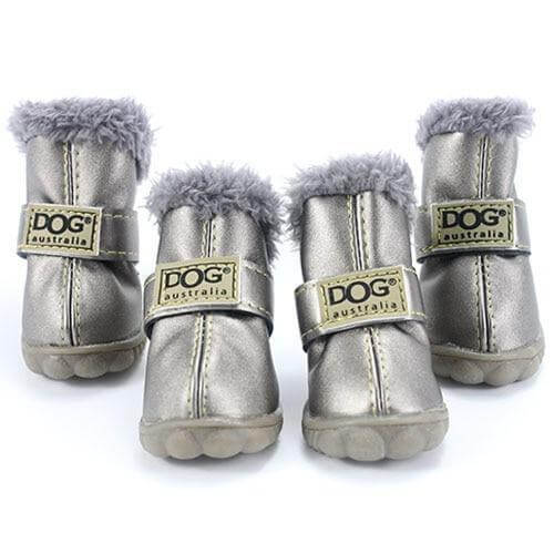 100% Cotton Dog Booties Dog Boots Happy Paws Silver Large
