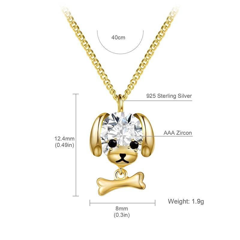 925 Silver Bone Pendant Chain Womens Dog Necklace Happy Paws
