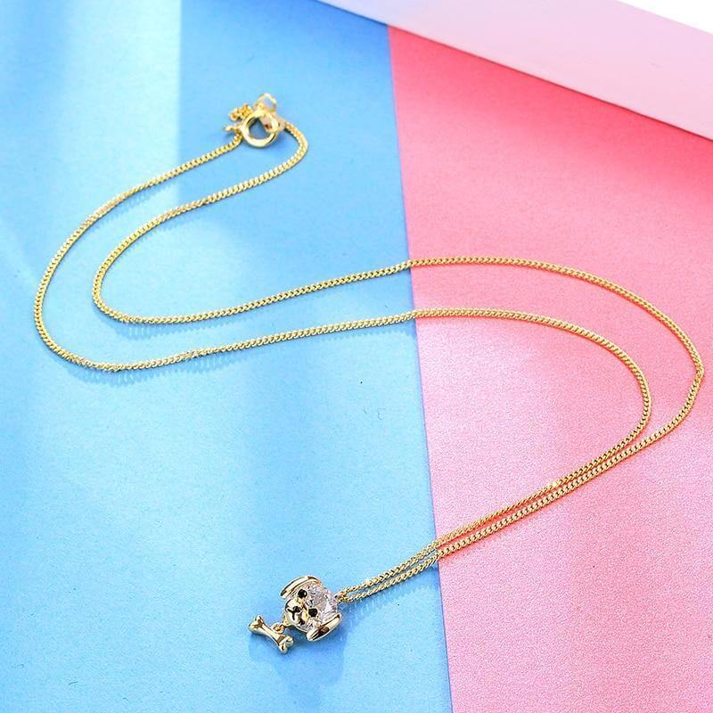 925 Silver Bone Pendant Chain Womens Dog Necklace Happy Paws