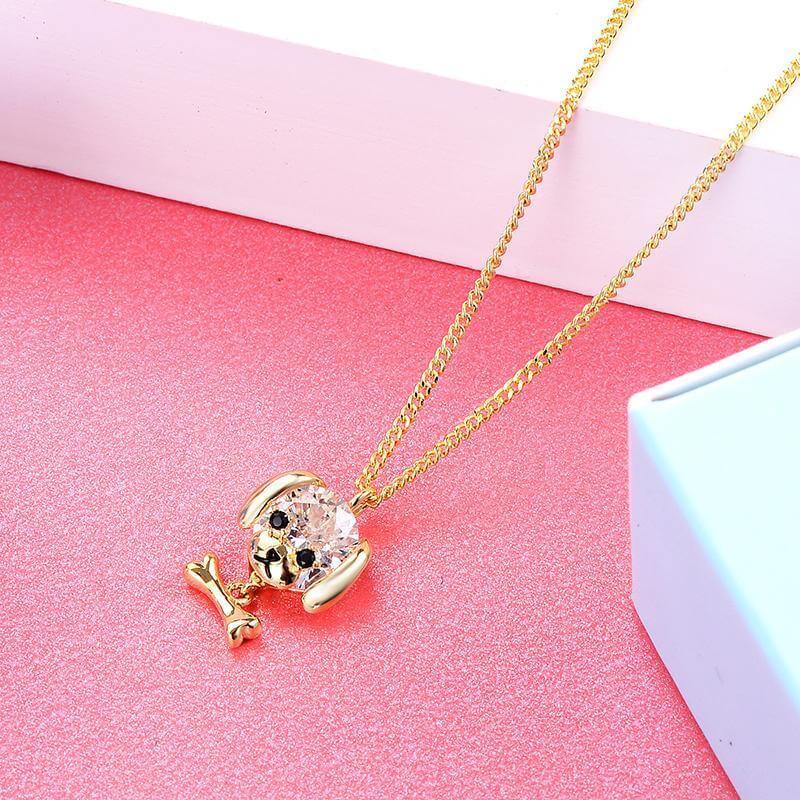 925 Silver Bone Pendant Chain Womens Dog Necklace Happy Paws
