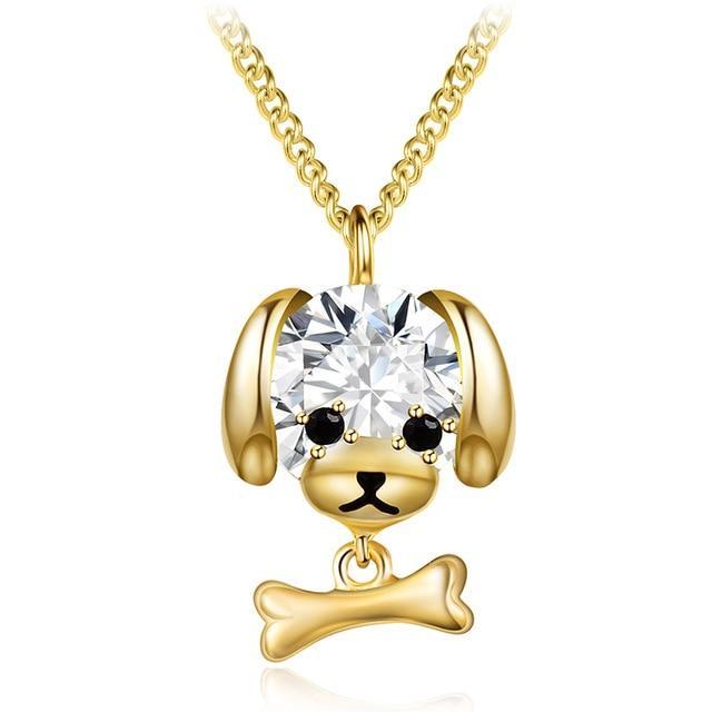 925 Silver Bone Pendant Chain Womens Dog Necklace Happy Paws