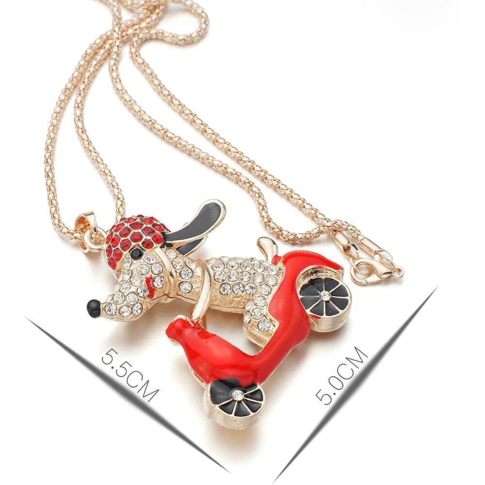 Biker Dog Pendant Chain Womens Dog Necklace Happy Paws 