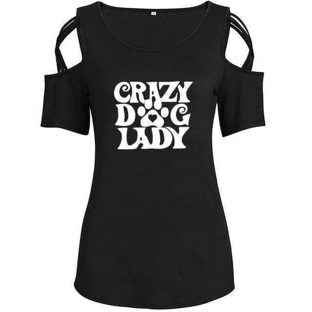 Crazy Dog Lady Womens Dog T-shirt Happy Paws Black XXLarge 