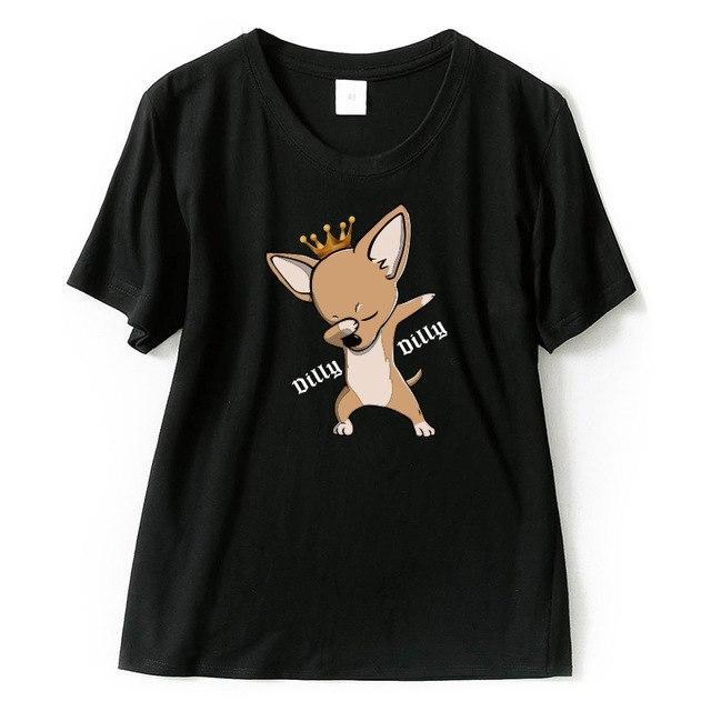 Dilly Dilly DAB Pose Womens Dog T-shirt Happy Paws Black Small 