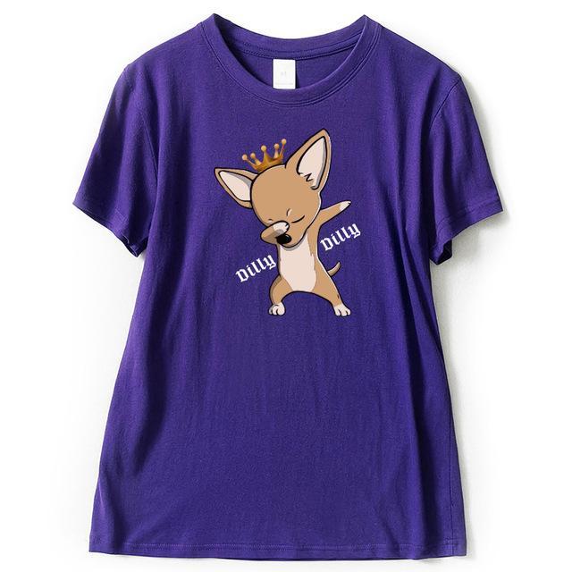 Dilly Dilly DAB Pose Womens Dog T-shirt Happy Paws Purple Small 