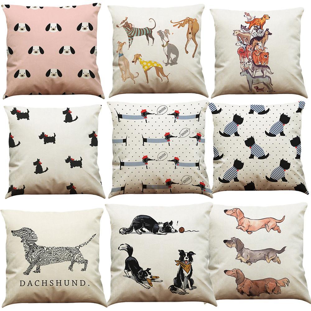 Dog Art Pillow Cushion Covers Dog Cushion Covers Happy Paws 