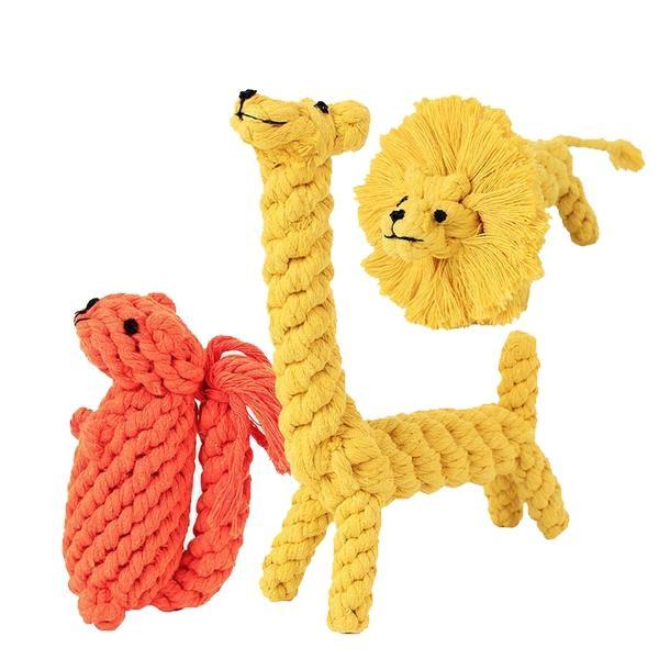 Lion, Giraffe & Squirrel Rope Chews Dog Chew Toy Happy Paws 