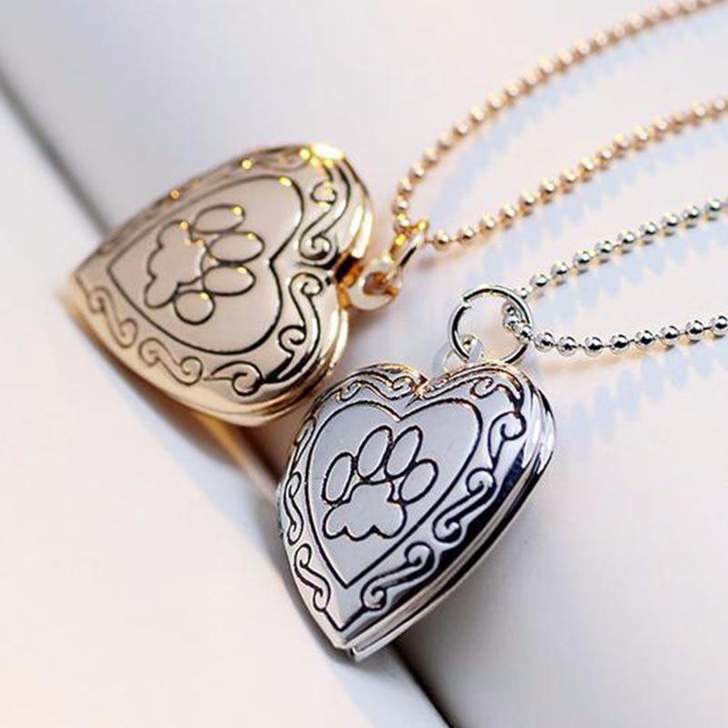 Paw Engraved Pendant Chain Womens Dog Necklace Happy Paws 