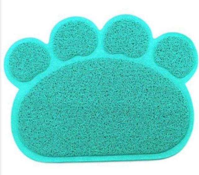 Paw Shaped Bowl Mat Mat Happy Paws Light Blue