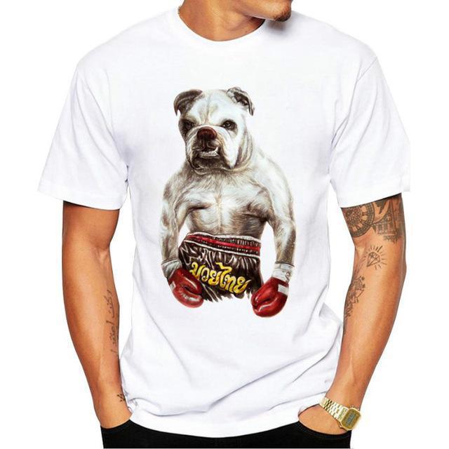 Rocky Bulldog Mens Dog T-shirt Happy Paws Small 