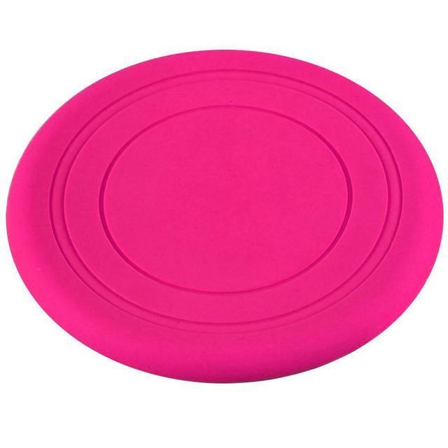 Soft Silicone Frisbee Dog Frisbee Happy Paws Hot Pink