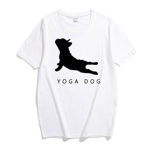 Yoga Dog Womens Dog T-shirt Happy Paws White Large 