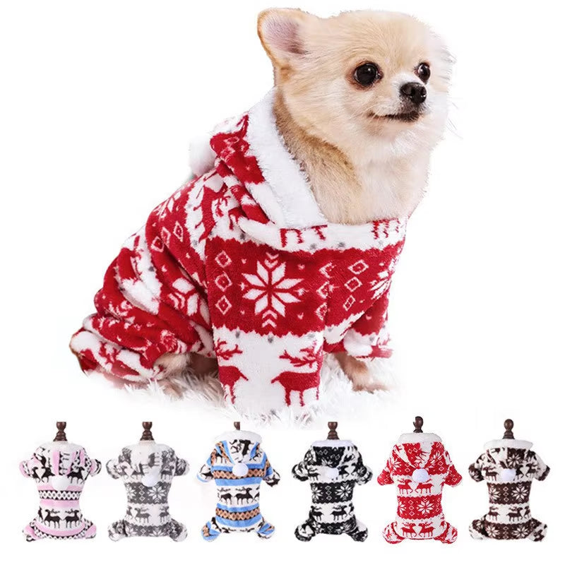 Christmas Cat Dog Winter Warm Home Clothing Puppy Festive Atmosphere Clothing Super Soft Coral Velvet Pet Clothing Supplies