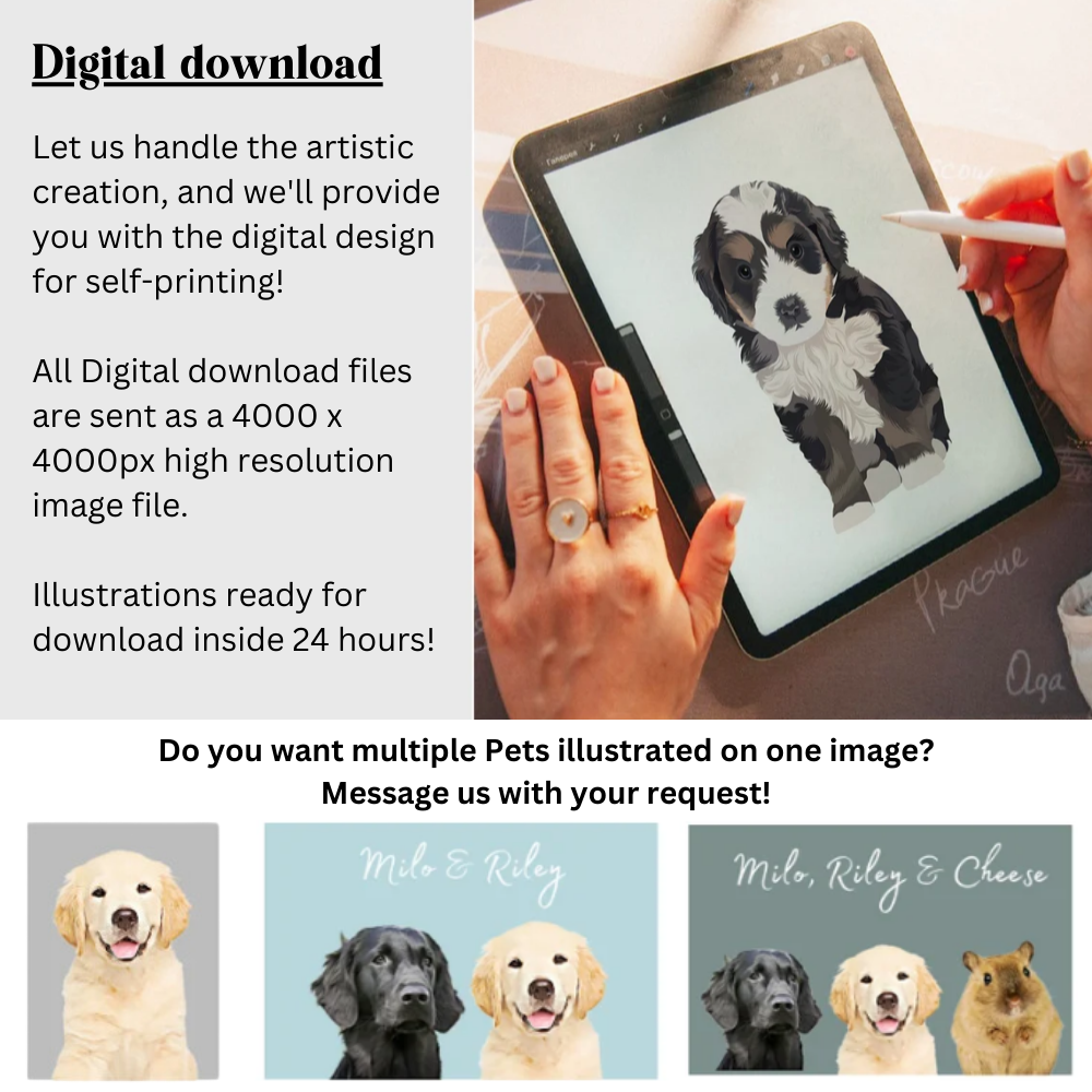 Retrato de mascota personalizado: póster y descarga digital