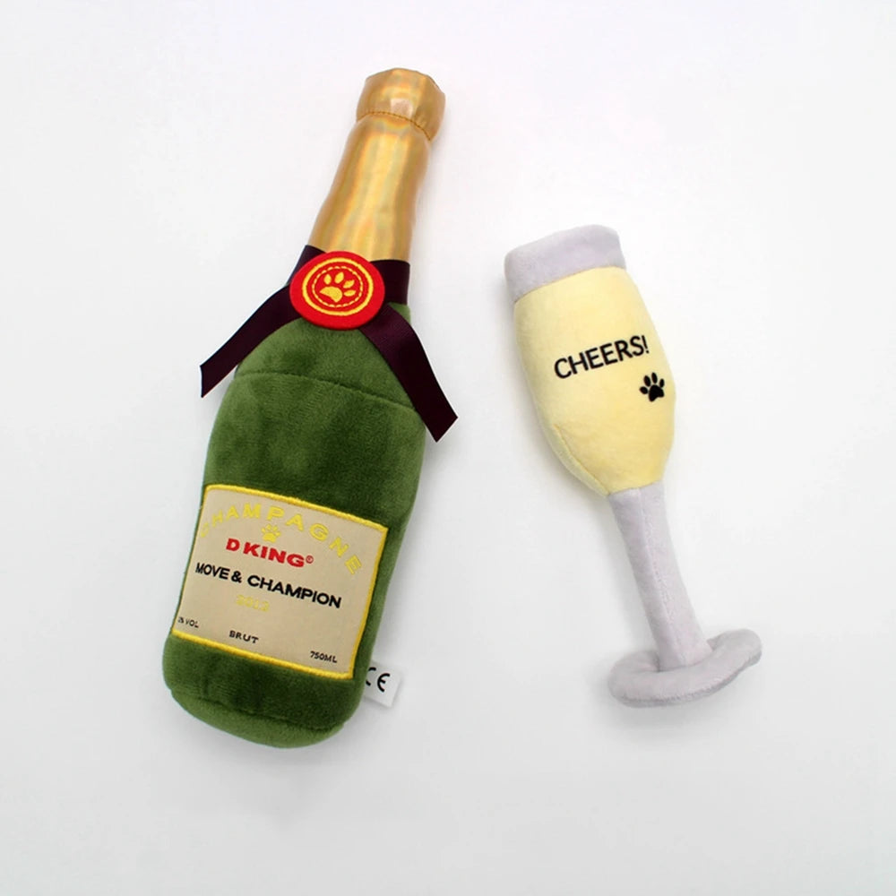 Champagne Wine Bottle Dog Toy