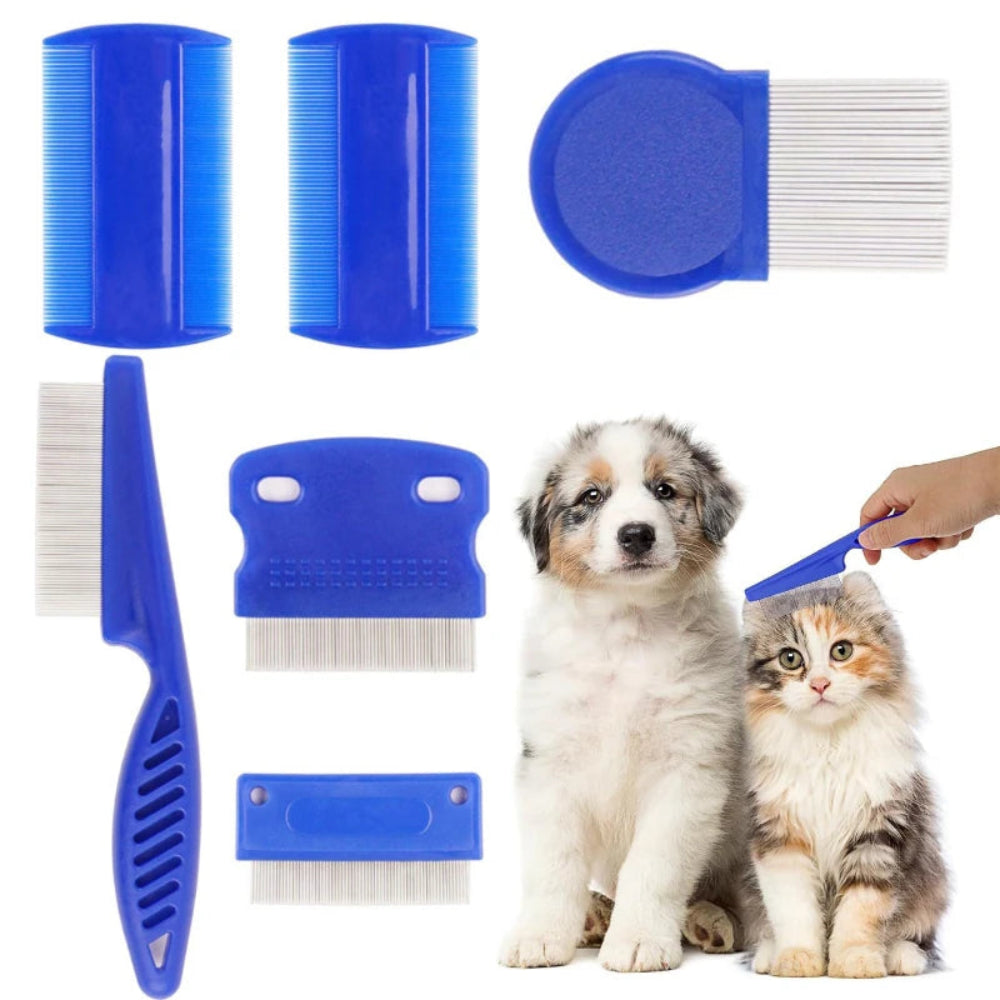 6-Piece Stainless Steel Pet Flea Comb Set