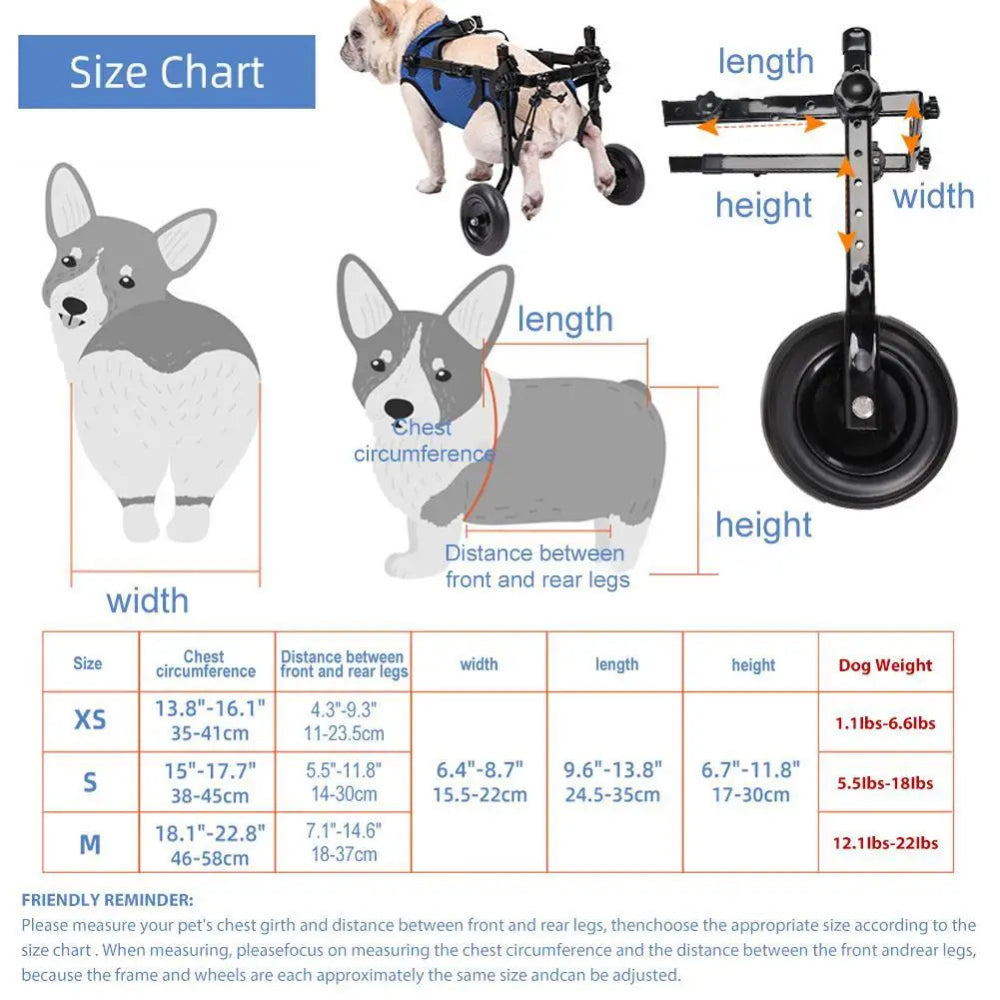 Adjustable Pet Wheelchair for Hind Leg Mobility