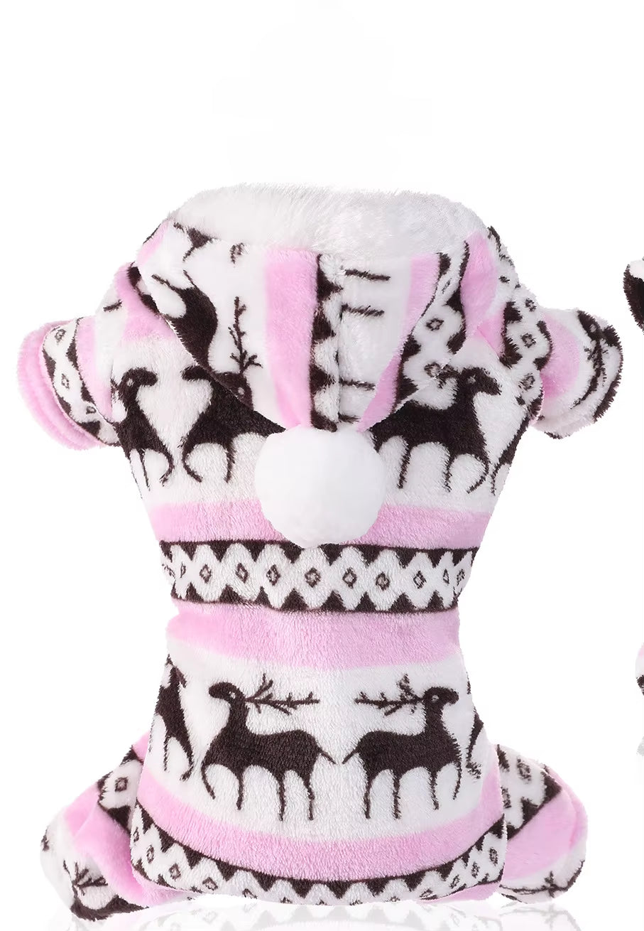 Christmas Cat Dog Winter Warm Home Clothing Puppy Festive Atmosphere Clothing Super Soft Coral Velvet Pet Clothing Supplies
