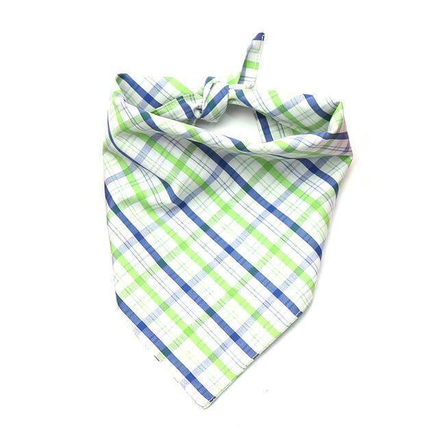 100% Cotton Bandanna Dog Neckchief Happy Paws Green & Blue Large 