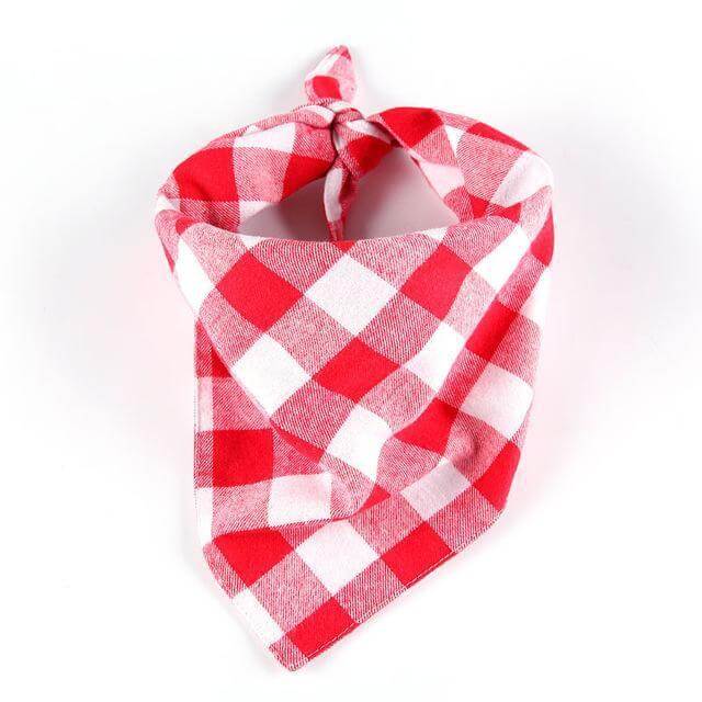100% Cotton Bandanna Dog Neckchief Happy Paws Red & White Large 
