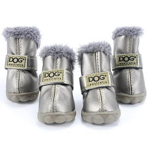 100% Cotton Dog Booties Dog Boots Happy Paws Silver Large 