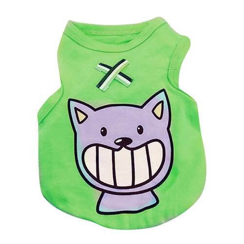 100% Cotton Dog Vests Dog Vest Happy Paws Green Cat XSmall 