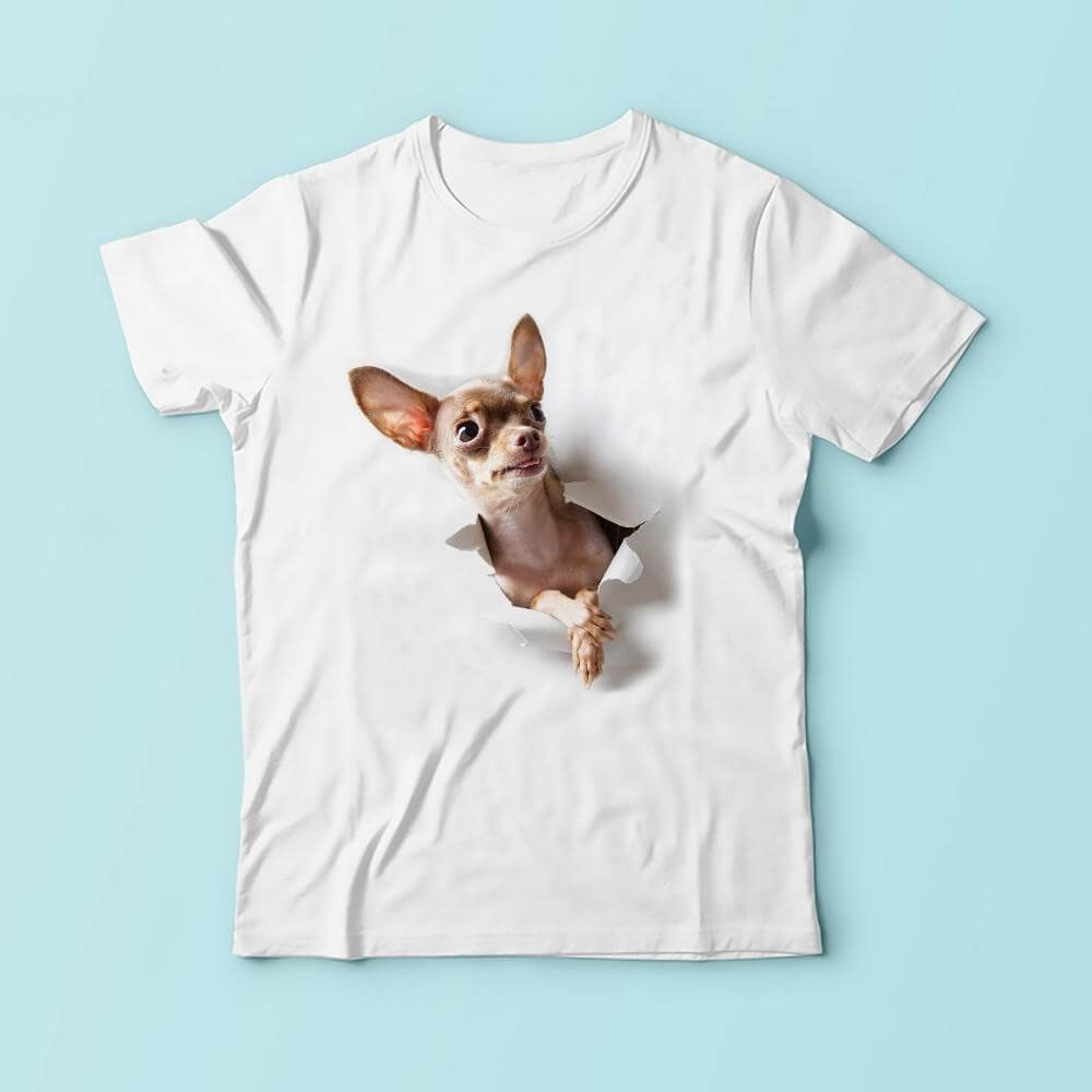 3D Art Mens Dog T-shirt Happy Paws 