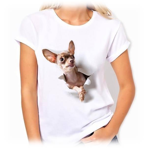 3D Art Womens Dog T-shirt Happy Paws 