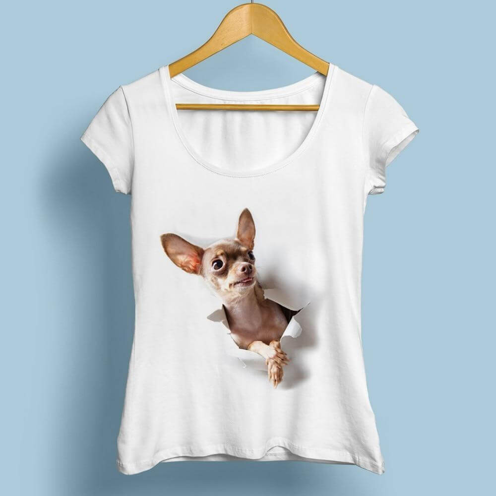 3D Art Womens Dog T-shirt Happy Paws 