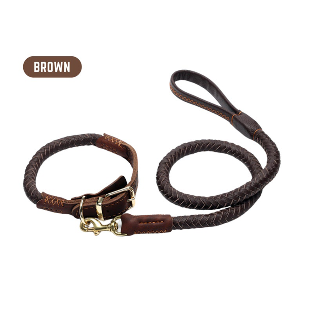 Conjunto de collar y correa para perro hecho a mano