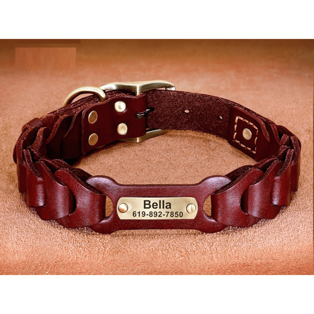 Collar de cuero personalizado para perros