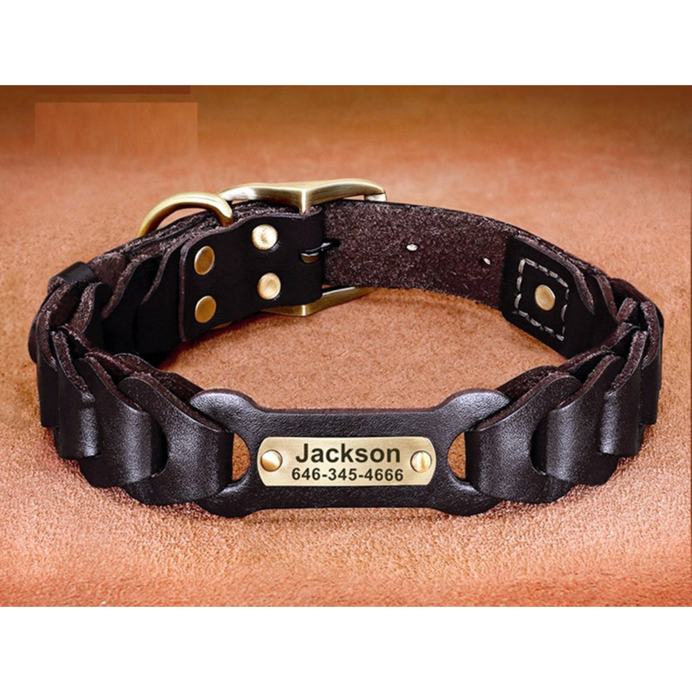 Collar de cuero personalizado para perros