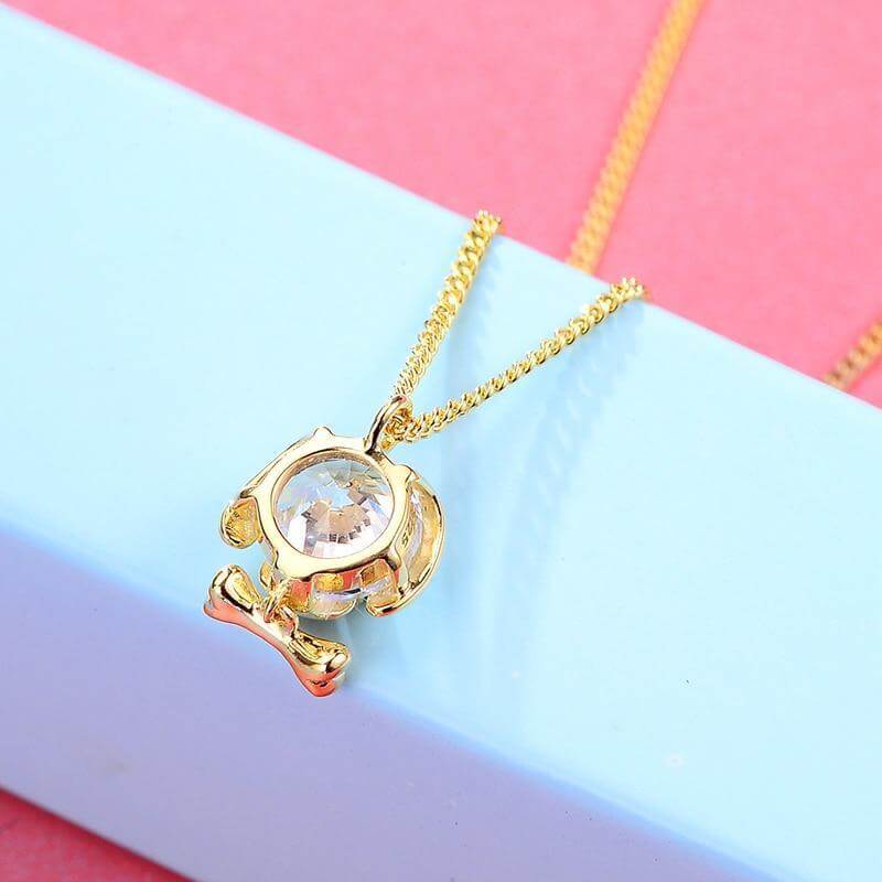925 Silver Bone Pendant Chain Womens Dog Necklace Happy Paws 
