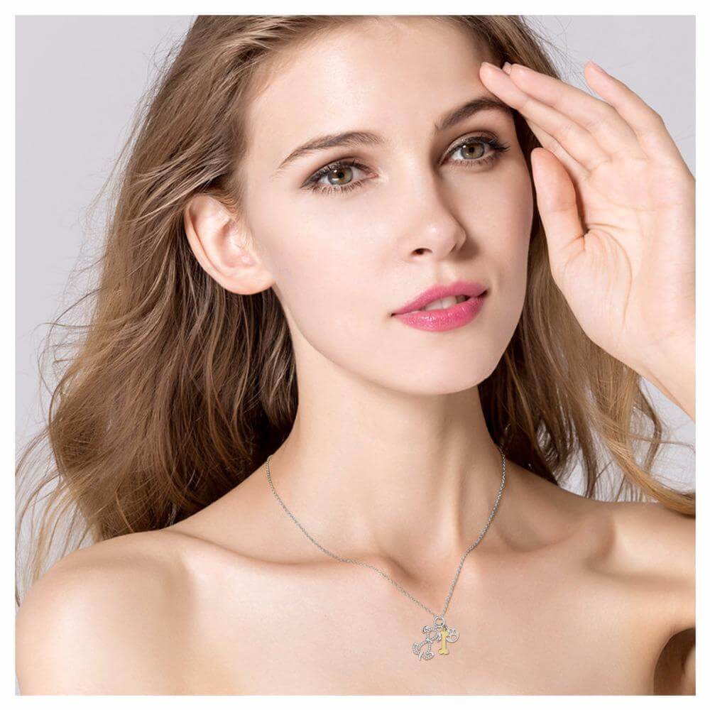 925 Silver Bone Pendant Chain Womens Dog Necklace Happy Paws 
