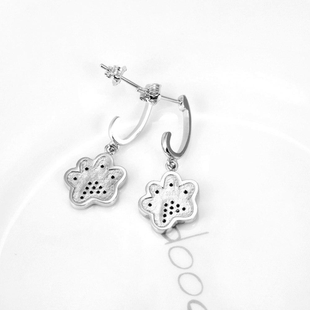 925 Silver Crystal Dog Earrings Womens Dog Earrings Happy Paws 