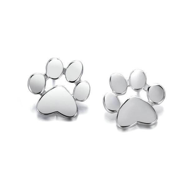 925 Silver Dog Paw Earrings Womens Dog Earrings Happy Paws 