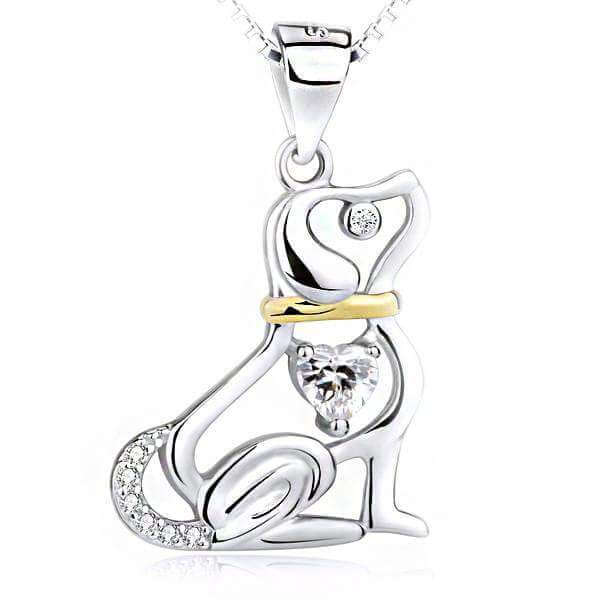 925 Silver Pendant Chain Womens Dog Necklace Happy Paws 