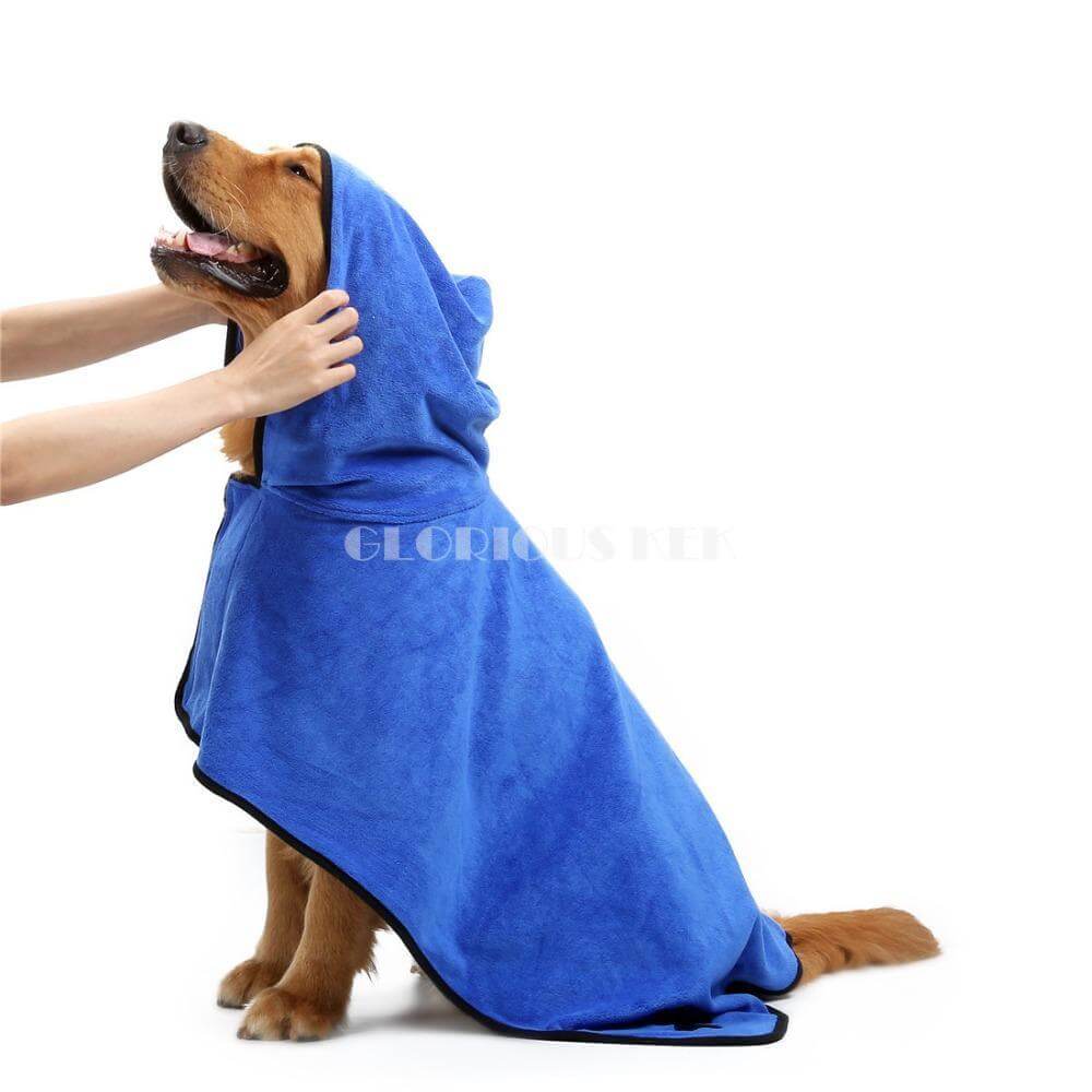 Absorbent Dog Bathrobe Dog Bathrobe Happy Paws Blue Large 