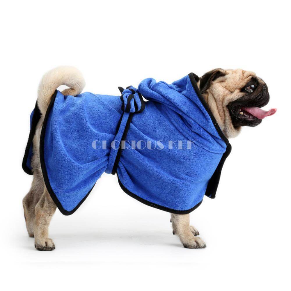Absorbent Dog Bathrobe Dog Bathrobe Happy Paws Blue Medium 