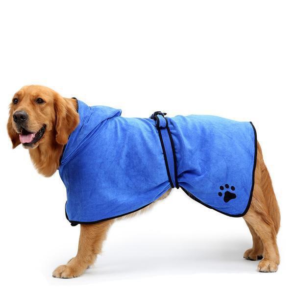 Absorbent Dog Bathrobe Dog Bathrobe Happy Paws Blue XLarge 
