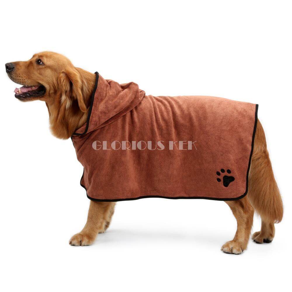 Absorbent Dog Bathrobe Dog Bathrobe Happy Paws Brown XLarge 