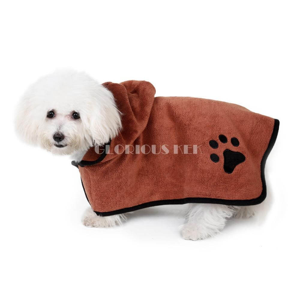 Absorbent Dog Bathrobe Dog Bathrobe Happy Paws Brown XSmall 