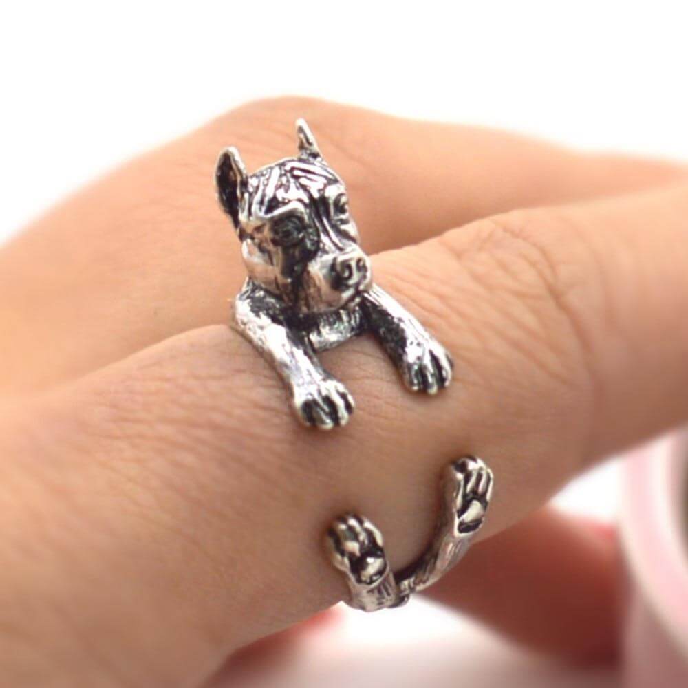 Antique Silver Dog Ring Mens Dog Ring Happy Paws 1 
