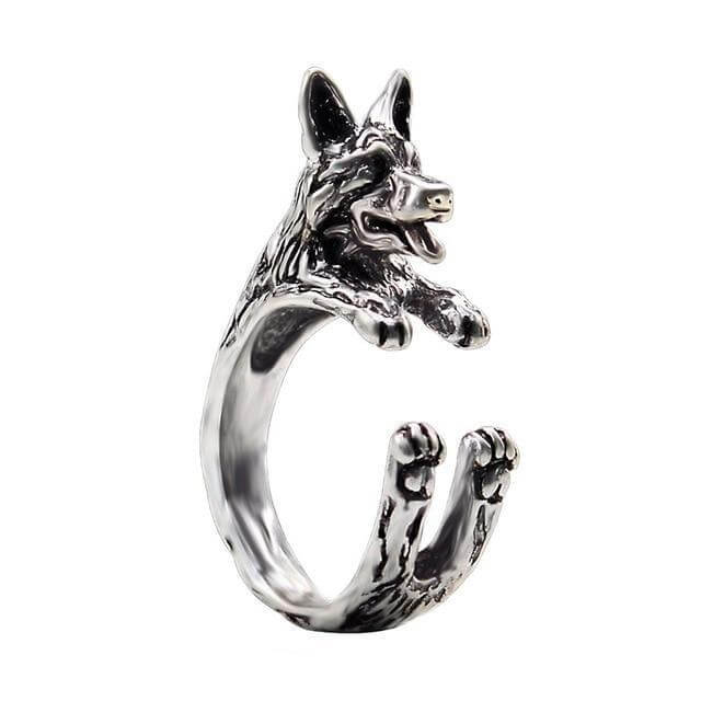 Antique Silver Dog Ring Mens Dog Ring Happy Paws 2 