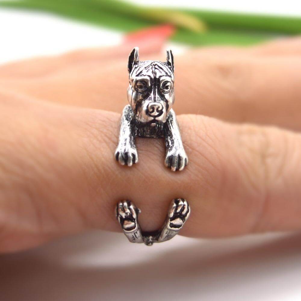 Antique Silver Dog Ring Mens Dog Ring Happy Paws 