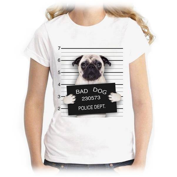 Bad Dogs Womens Dog T-shirt Happy Paws 