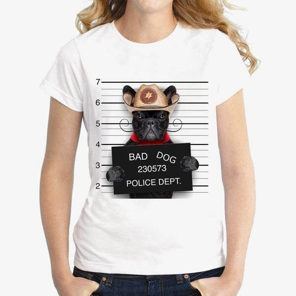 Bad Dogs Womens Dog T-shirt Happy Paws 