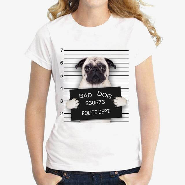 Bad Dogs Womens Dog T-shirt Happy Paws B Small 