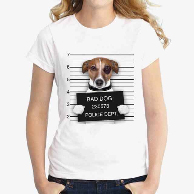 Bad Dogs Womens Dog T-shirt Happy Paws C Small 