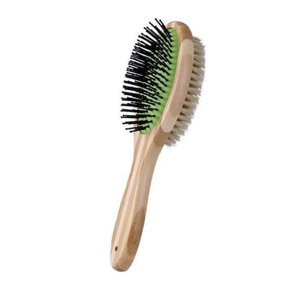 Bamboo Double Groom Tool Dog Brush & Comb Happy Paws 
